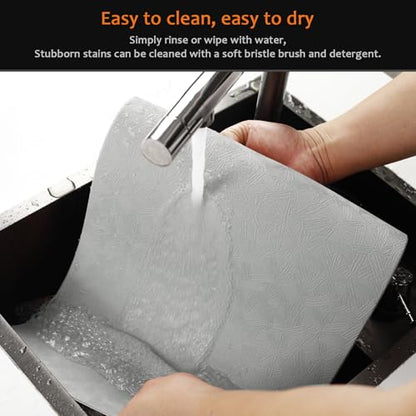 Light Gray Plastic Vinyl Placemats Set of 12, Waterproof Heat Resistant Table Mats,Faux Leather Wipeable Washable Easy Clean Non-Slip Place Mats for Indoor Outdoor(12,Light Gray) - color: Light Gray