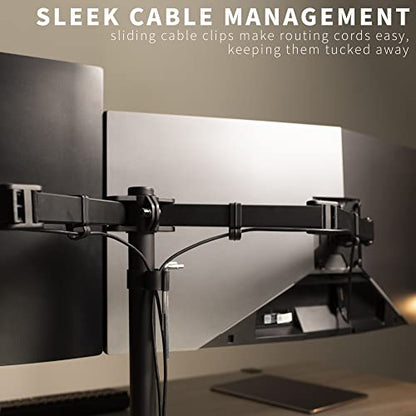 VIVO Full Motion Dual Monitor Desk Mount Clamp Stand VESA, Double Center Arm Joint, Holds 2 Screens up to 34 inches, STAND-V102D