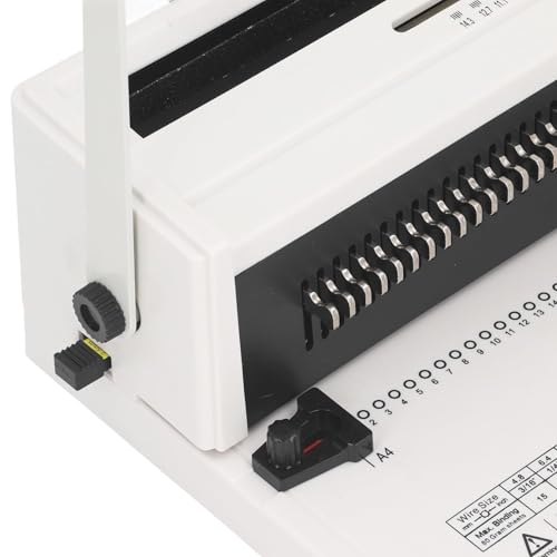 Book Punching Binding Machine, Manual Twin Loop Wire Binder, Adjustable Number of Holes, 20 Sheets Punch Capacity, 3:1 Pitch Binding, for Reports, Contracts, Booklets, and School Documents