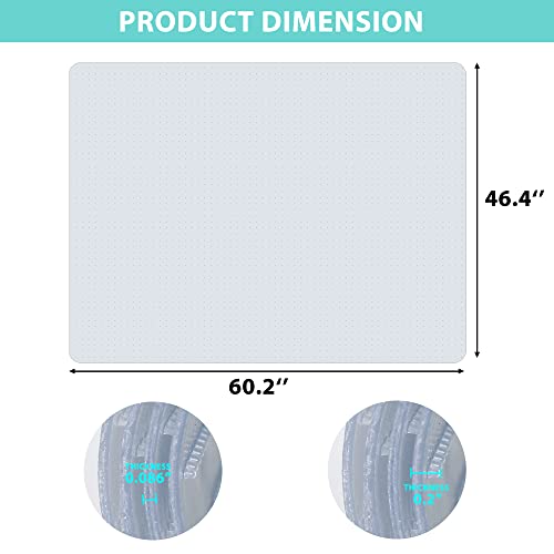 Office Chair Mat for Carpeted Floor 46” x 60” Clear Floor Protector Mat Anti Slip Computer Desk Chair Mat for Home Office (46” x 60” Rectangular) - size: 46” x 60” Rectangular