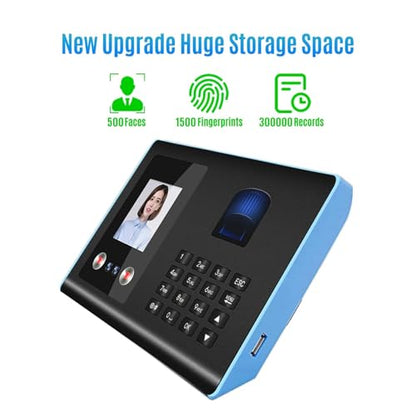 Intelligent Attendance Machine Face Fingerprint Password Recognition Mix Biometric Time Clock for Employees with Voice Broadcast for Offices, Factories, Hotels, Schools and More