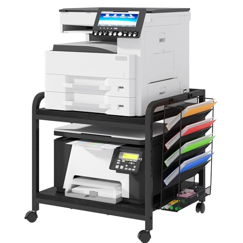 24"x20" Printer Stand with Hanging File Holder & Wheels, Black - color: Black, size: Extra Large