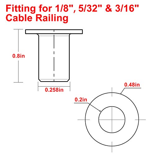 BLIKA 100 Pack Black Stainless Steel Protector Sleeves for 1/8" 5/32" or 3/16" Deck Cable Railing, for Wood/Composite Posts, T316 Marine Grade, Black Cable Railing Protector Sleeves