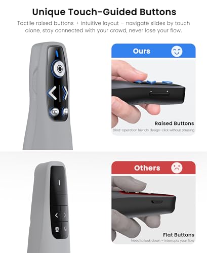 Presentation Clicker with USB-A & USB-C Receiver, 2.4GHz Wireless Presenter Remote with Volume Control & Red Light Pointer, Clicker for PowerPoint Slides Slide Advancer for Mac Computer, Plug & Play - color: Black