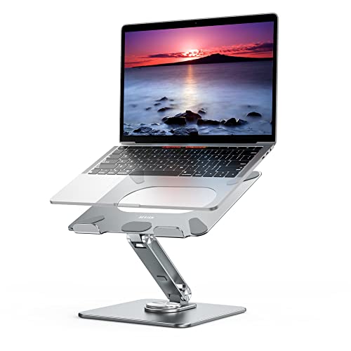 BESIGN LSX7 Laptop Stand with 360 Rotating Base, Ergonomic Adjustable Notebook Riser, Foldable Computer Holder Compatible with 10-15.6" Laptops (Gray) - color: Gray