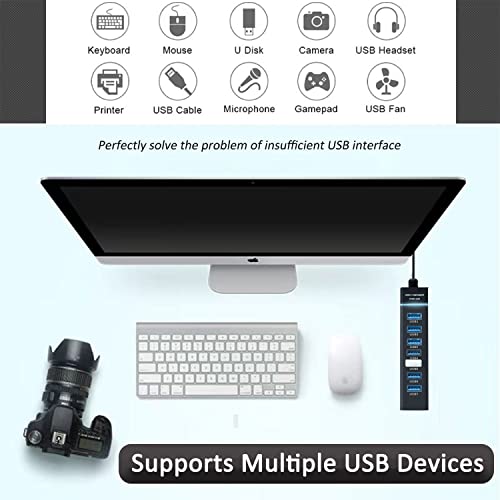 Upgraded USB Hub 3.0, VIENON 7-Port USB Extender Splitter for Laptop, PC, MacBook, Mac Pro, Mac mini, iMac, Surface Pro and More USB Devices - style: 7 Port