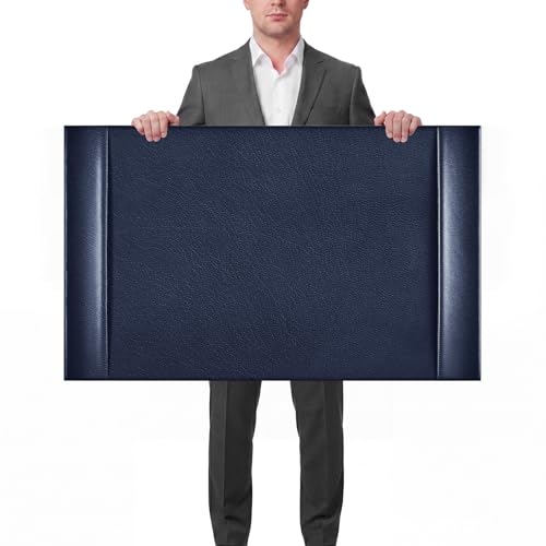 Leather Desk Pad Protector with Side Rails, Blue, 30 x 18 Inch - color: Blue, size: 18" x 30"