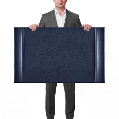 Leather Desk Pad Protector with Side Rails, Blue, 30 x 18 Inch - color: Blue, size: 18" x 30"