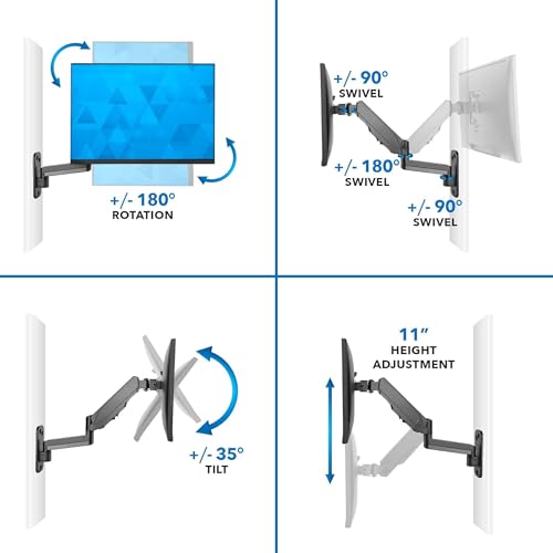 Mount-It Computer Monitor Wall Mount, Gas Spring Arm, Full Motion