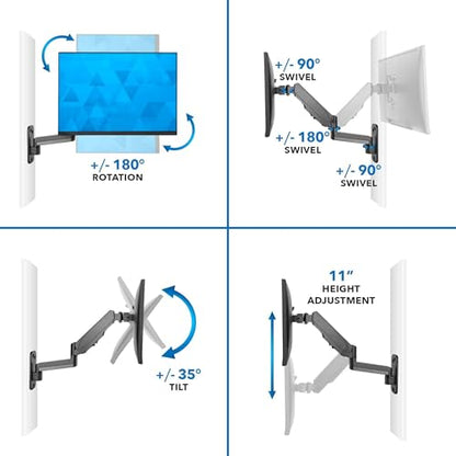 Mount-It Computer Monitor Wall Mount, Gas Spring Arm, Full Motion