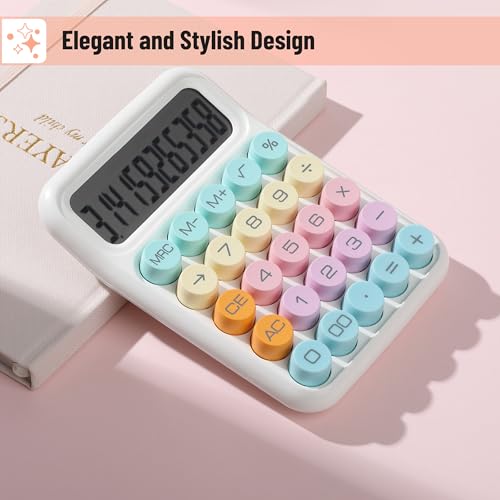 Mr. Pen- Mechanical Switch Calculator, 12 Digit Large LCD Display - color: Pastel Harmony