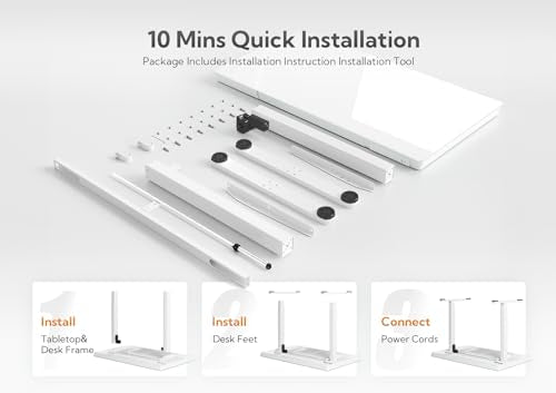 Claiks Glass Standing Desk with Drawers & USB Ports 40x24 Inch, White - color: Super White Glass, size: 40 inch