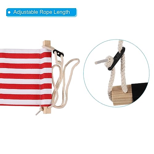 PATIKIL Foot Hammock Under Desk, Adjustable Foot Rest Sling with Hooks Portable Desk Footrest for Airplane Travel Home Office, Red White Style 1 - color: Red