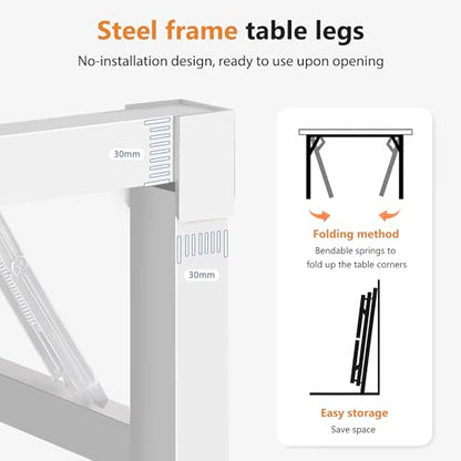 DlandHome 39.4 Inch Small Folding Computer Desk for Home Office, Teak White - color: Teak + White, size: 39 Inches