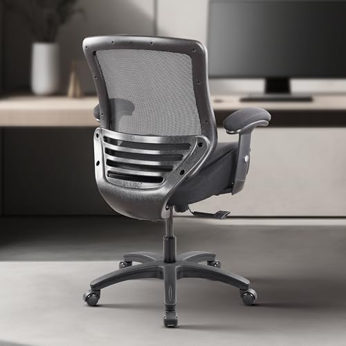 BOLISS 400lbs Ergonomic Office Chair Mid Back Double Seat Cushion | Height Adjustable Arms Mesh Ergonomic Super Soft Wide Cushion Office Computer Desk Chair - color: All in Black