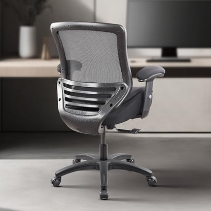 BOLISS 400lbs Ergonomic Office Chair Mid Back Double Seat Cushion | Height Adjustable Arms Mesh Ergonomic Super Soft Wide Cushion Office Computer Desk Chair - color: All in Black