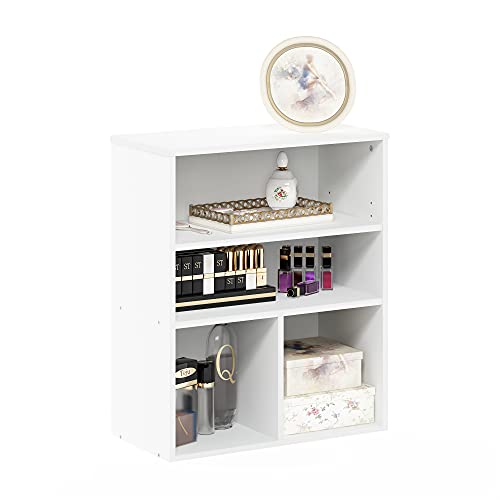 Furinno Pasir 3 Tier Display Bookcase, White - color: White, size: 3-Tier Wide