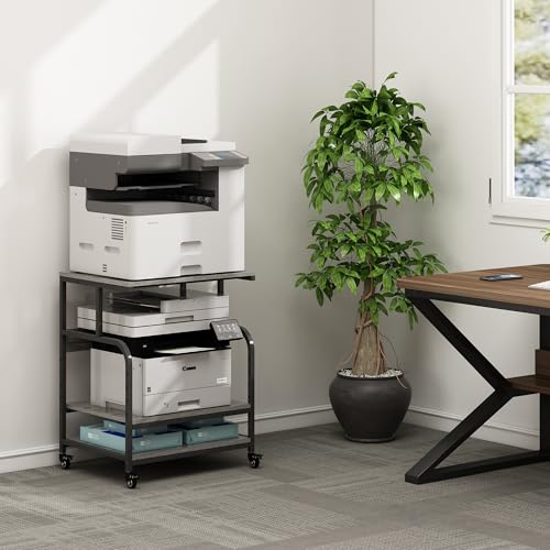 Fannova Gray Printer Stand, 23.6"x18.9" Large Printer Table with Storage - color: Gray, size: 23.6"W x 18.9"D x 30"H