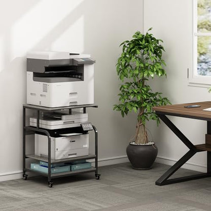 Fannova Gray Printer Stand, 23.6"x18.9" Large Printer Table with Storage - color: Gray, size: 23.6"W x 18.9"D x 30"H