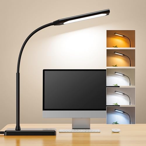 LED Desk Lamp, Eye-Caring Table Lights for Home Office - color: Black