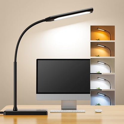 LED Desk Lamp, Eye-Caring Table Lights for Home Office - color: Black