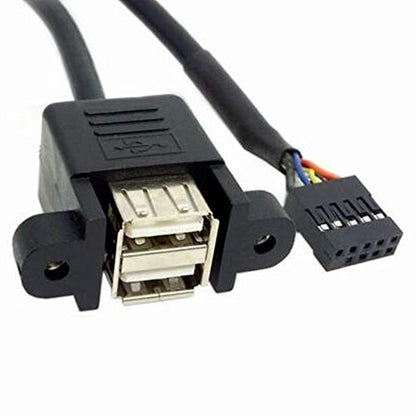 ANRANK 50cm Dual USB 2.0 Type A Female to Motherboard 9Pin Header Cable Adapter with Screw Panel for Computer, Tablet, Printer, Barcode Scanner, Car, Camera, Android Smartphone