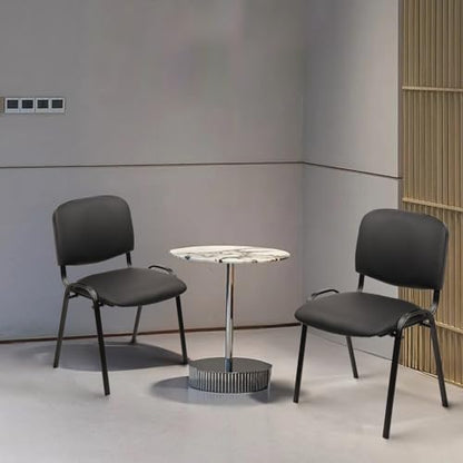 CLATINA Stacking Guest Chairs Set of 10, Leather Waiting Room Chair no Wheels, Armless Office Chairs with Metal Frames, Stackable Conference Room Chair for Reception, Meeting, Training, Black - color: Black-leather, size: 10 Pack