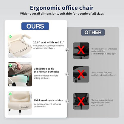 Ergonomic Office Chair Desk Chair with Adjustable Lumbar Support - color: Buff Beige