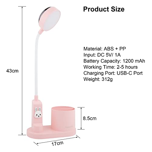 Pink Desk Lamp for Home Office, Touch Small Table Light for Kids - color: Pink-Star Projection