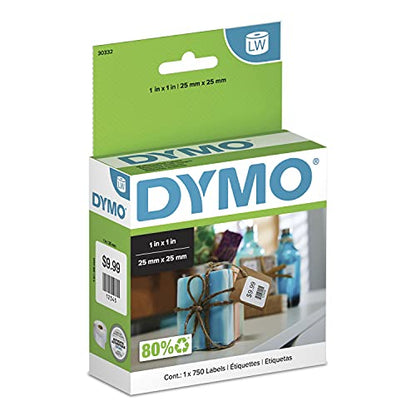 DYMO Authentic LW Multi-Purpose Square Labels, for LabelWriter Printers, Great for Barcodes, 1" x 1", 1 Roll of 750 - size: Square