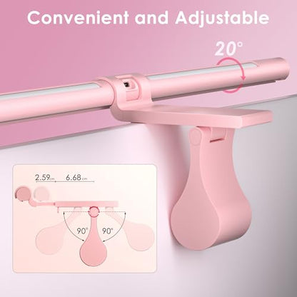 Quntis Pink Monitor Light Bar with Backlight, Desk Light Bar with Remote | Eye-Care No Glare, Space Saving, Stepless Dimming, Desk Lamp for Home Office Gaming Reading Study Drawing, as Gifts for Girls - color: Pink