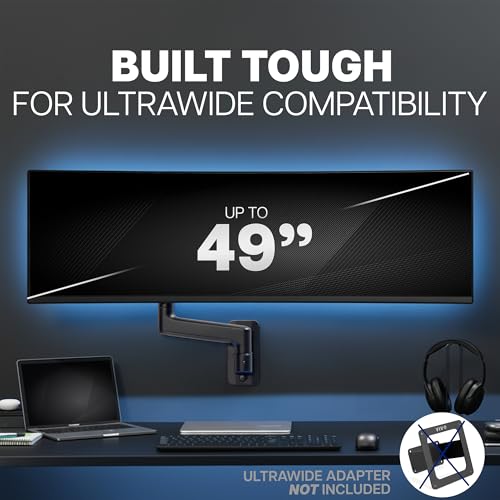 VIVO Premium Ultrawide Monitor Counterbalance Wall Mount for up to 49 inch Screens, Holds 44 lbs, Full Motion, Max VESA 100x100, Black, MOUNT-V101V - size: Up to 49", style: Single Mount