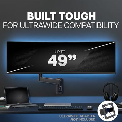 VIVO Premium Ultrawide Monitor Counterbalance Wall Mount for up to 49 inch Screens, Holds 44 lbs, Full Motion, Max VESA 100x100, Black, MOUNT-V101V - size: Up to 49", style: Single Mount