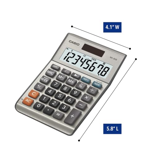 Casio MS-80B Desktop Calculator, Tax & Currency Tools | General purpose calculator with large display; ideal for home, office & everyday math