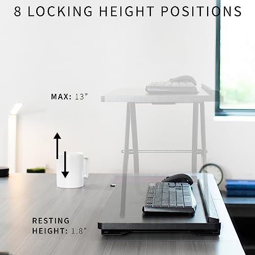 VIVO Black 27 in Single Top Keyboard and Mouse Riser, DESK-V000P - color: Black