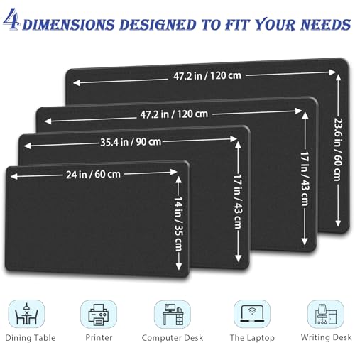 47.2" x 23.6" Large Desk Pad Mat - Non-Slip PU Leather Desk Mat, Large Mouse Pad, Computer Mat for Keyboard Mouse, Waterproof Desk Writing Mat, Desk Blotter Mat for Work (Black) - color: Black, size: 47.2" x 23.6"
