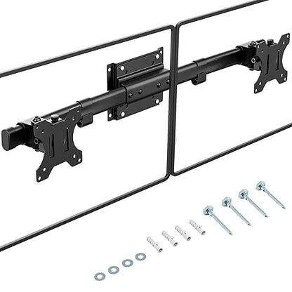 PUTORSEN Dual Monitor Wall Mount, Horizontal Assembly Mount for 2 Monitor Screens up to 27 inches,Max. 10kg, VESA 75x75/100x100mm - size: Up to 27"