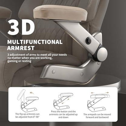 700lbs Big and Tall Office Chair, Large Heavy Duty Computer Desk Chair - color: Khaki