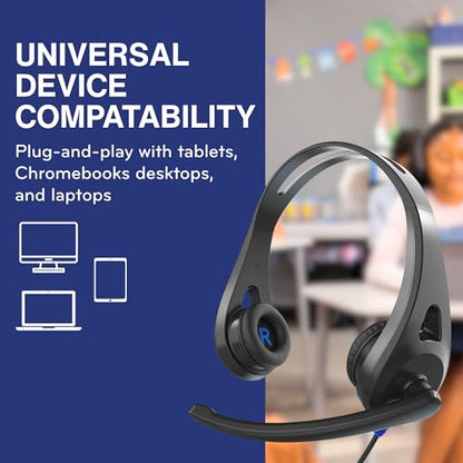TWT Audio Ergo TW110 Premium On-Ear Headset - 3.5mm Jack | Wired Headphones, Noise Reducing Microphone, For Classrooms, School, Students, & Teachers, Universal Device Compatibility - style: 3.5mm Jack