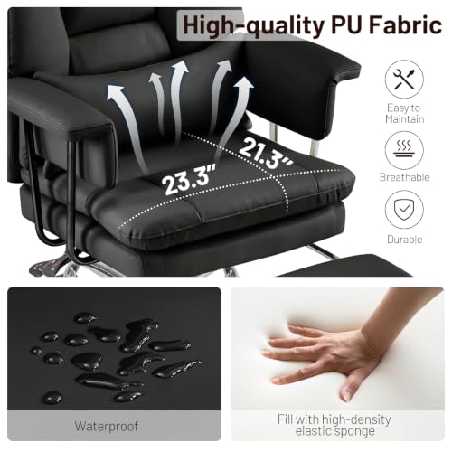 Ergonomic Home Office Desk Chair, Heavy Duty Executive Chair with Footrest - color: Black