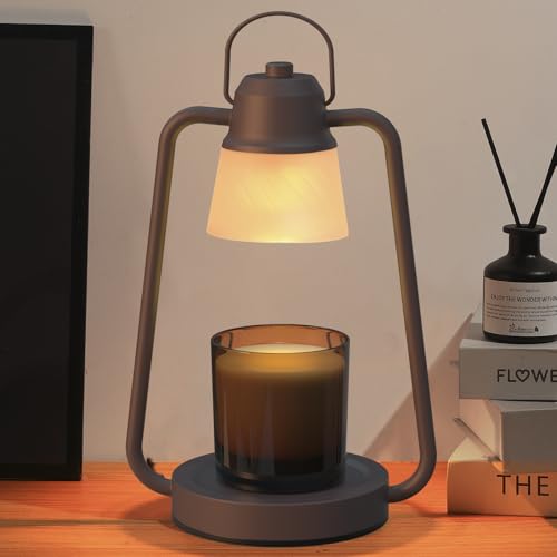 Candle Warmer Lamp with Timer Dimmer - Electric Wax Melt Warmer Lamp for Jar Candles, Vintage Candle Lamp Warmer with 2 Bulbs, for Women Mom, House Warming Gifts New Home Decor - color: Brown