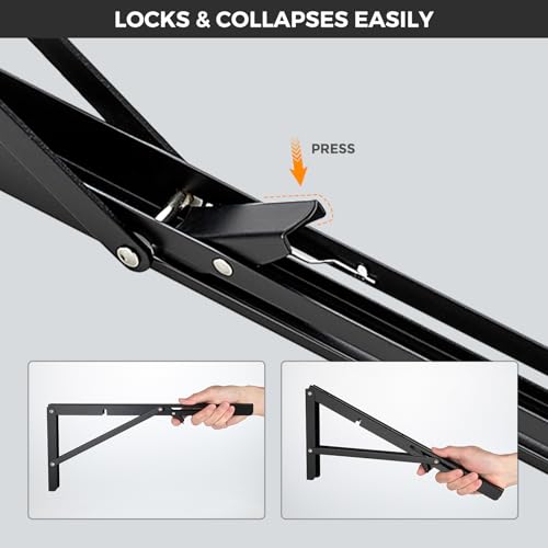 JOY DECOR Matte Black Folding Shelf Brackets, 14 Inch, 2 Pack - size: 14 Inch