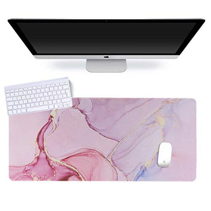 iCasso Extended Gaming Mouse Pad 35.4x15.7in Desk Pad,Glitter Marble | Non-Slip Rubber Base Mousepad with Stitched Edges, Waterproof Keyboard Mouse Mat Desk Pad for Work Office Game Home, - color: Glitter Marble