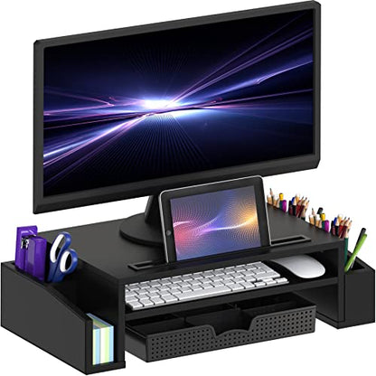 Simple Houseware Desk Monitor Stand Riser w/ Adjustable Tray, Black - color: Black