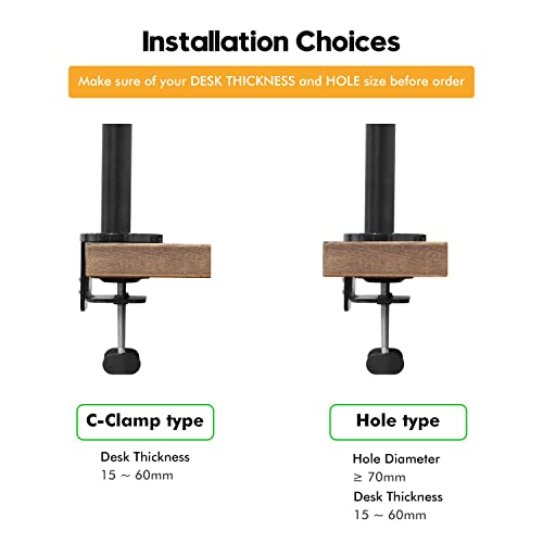Viozon Monitor and Laptop Mount, 2-in-1 Adjustable Dual Arm Desk Mounts Single Desk Arm Stand/Holder for 17 to 32 Inch LCD Computer Screens, Extra Tray Fits 12 to 17 inch Laptops (Black) - color: Black