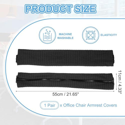 PATIKIL 22x4.3in Office Chair Armrest Covers, 1Pair, Black - color: Black, size: 22"