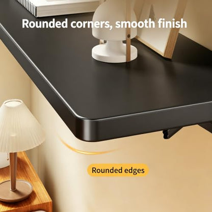 Wall Mounted Folding Table, 32 in Fold Down Floating Desk for Small Space - color: Black, size: 32 in
