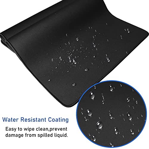 Large Extended Gaming Mouse Pad with Stitched Edges (31.5X15.7In) Mousepad - color: Black, size: 31.5L x 15.7W inches