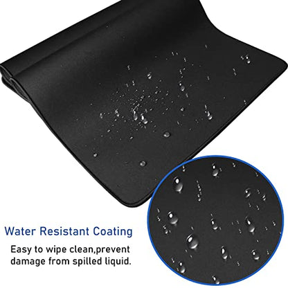 Large Extended Gaming Mouse Pad with Stitched Edges (31.5X15.7In) Mousepad - color: Black, size: 31.5L x 15.7W inches