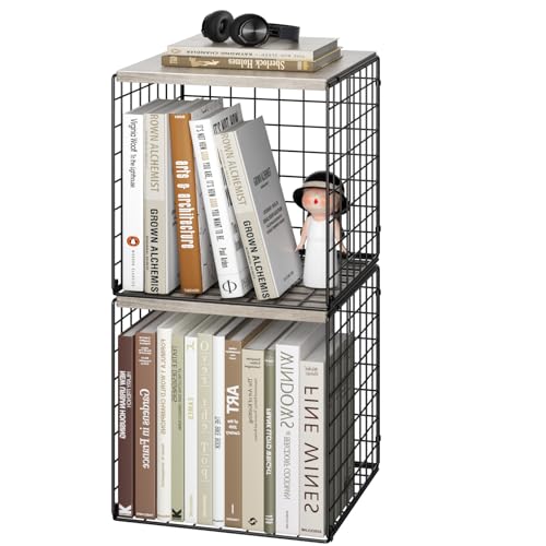 Dmevkic 2 Cube Small Bookcase,Bookshelf for Small Spaces Book Shelf,12.2 x 12.2 x 12.2, DIY Variable Stackable Cube Storage for Living Room,Office,Bedroom - color: Gray Oak, size: 12.2"x12.2"x12.2"